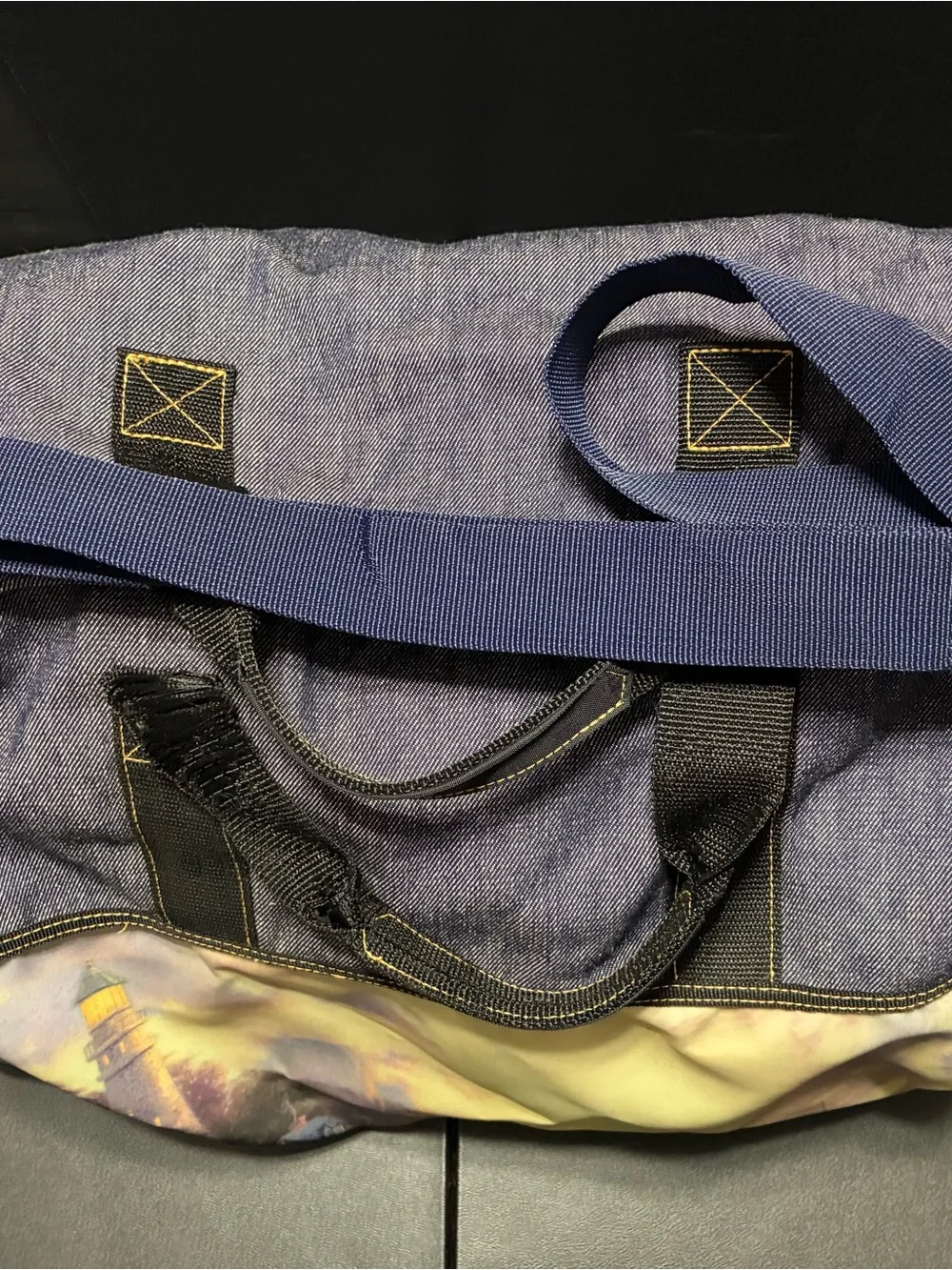 Thomas Kincaid Scenic Lighthouse Duffle Bag - Purple and Blue